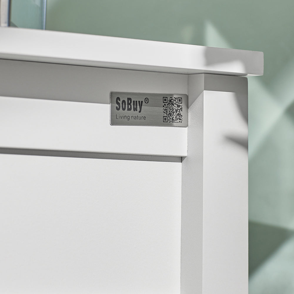 SoBuy FBT46-W Table de chevet - Blanc - 2 étagères - 1 tiroir - 45x68x30 cm
