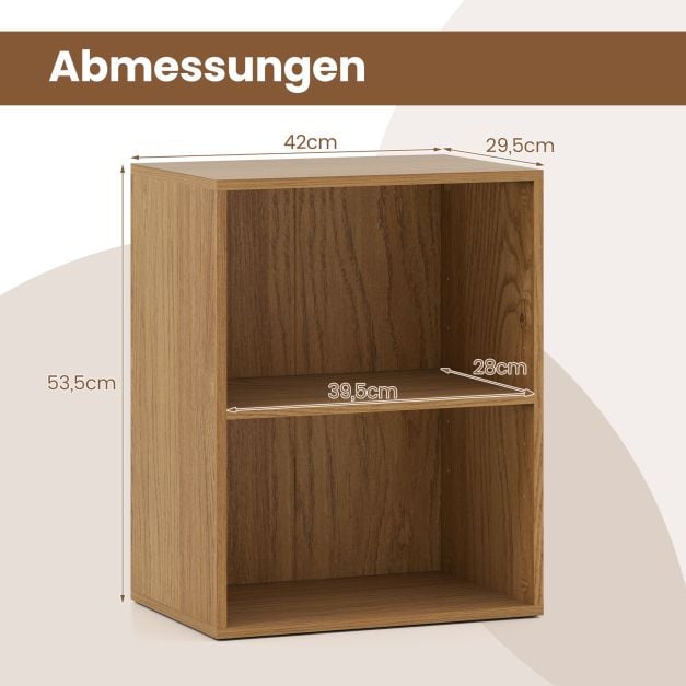 Étagère Coast avec 2 compartiments ouverts – Étagère réglable – 42 x 29,5 x 53,5 cm – Naturel