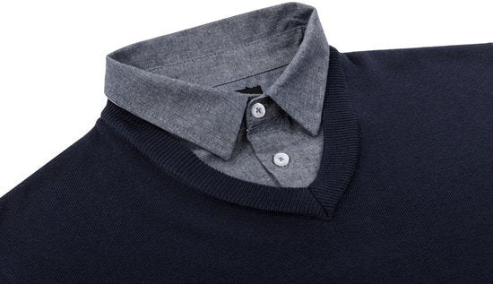Milanoro - Pull homme à col chemise - Marine - M
