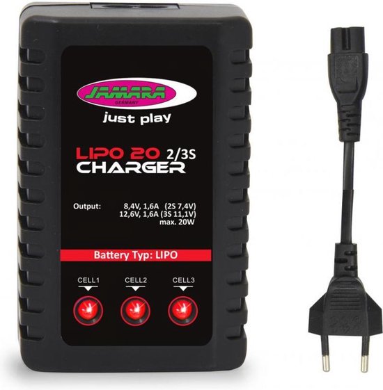 Chargeur Jamara Lipo 2s/3s 50/60 Hz 25 W noir