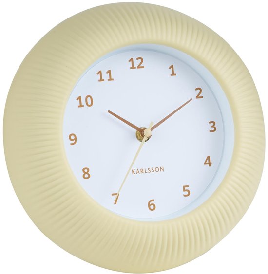 Horloge murale Karlsson Tender Rib - Jaune pâle - Ø 25 cm - Horloge murale scandinave