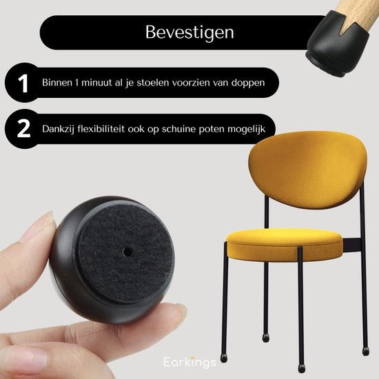 Protecteurs de pieds de chaises Protecteur de sol Ø12-16 mm - Capuchons de pieds de chaises Capuchons de meubles 24 pièces - Capuchons de chaises ronds Protecteurs de sol Chaises - Noir