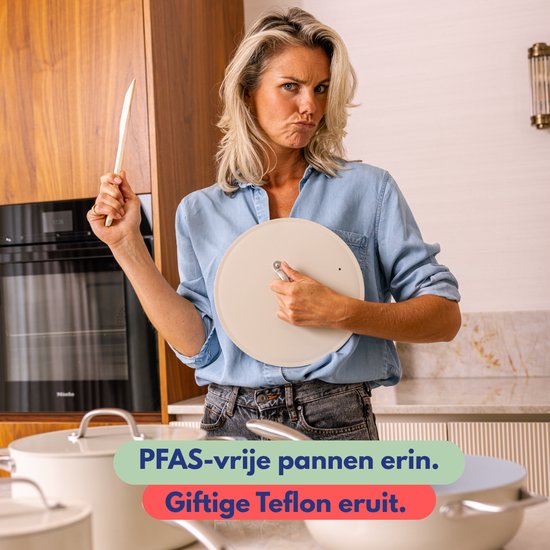 Safecourt Set de poêles 7 pièces - Sans PFAS ni PTFE - Antiadhésif et facile à nettoyer - Induction, électrique, céramique et gaz