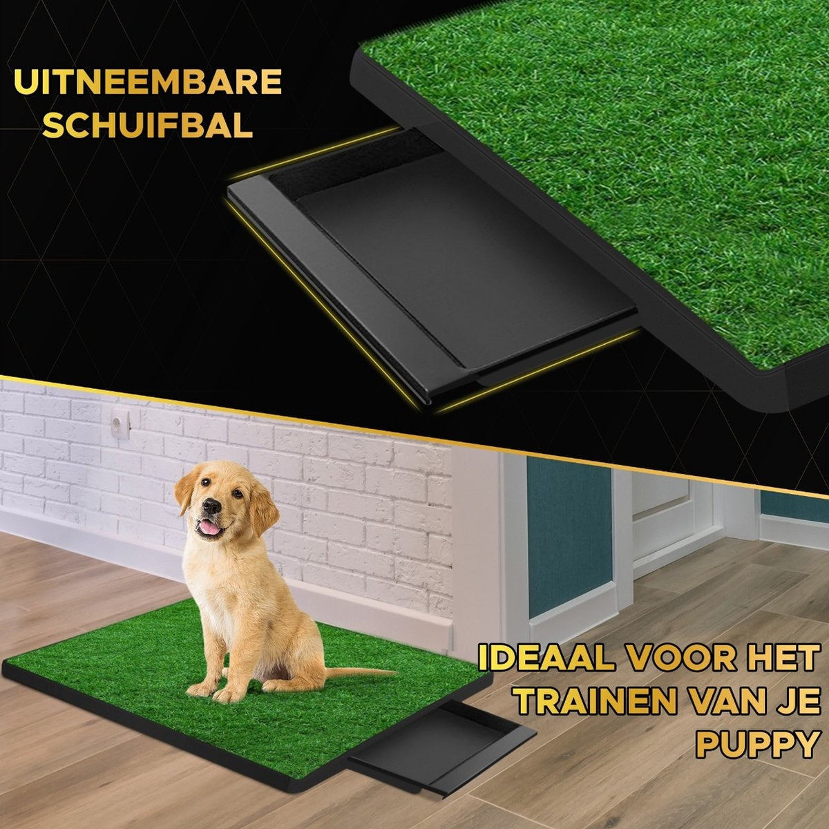 Toivo Dog Toilet Artificial Grass - Black - Odour Repellent - 62 x 49 x 6.6 CM - Dog Toilet Outdoor - Sleep Training Dog - Puppy Pads - Animal Toilet
