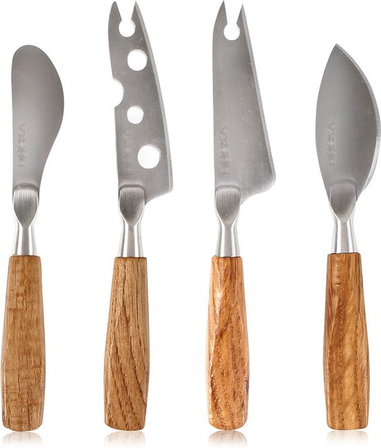 Boska Cheese Knife Set Mini Oslo - 4 pièces - Chêne et acier inoxydable - Pour tous types de fromages