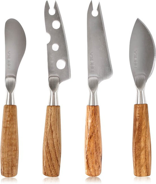 Boska Cheese Knife Set Mini Oslo - 4 pièces - Chêne et acier inoxydable - Pour tous types de fromages