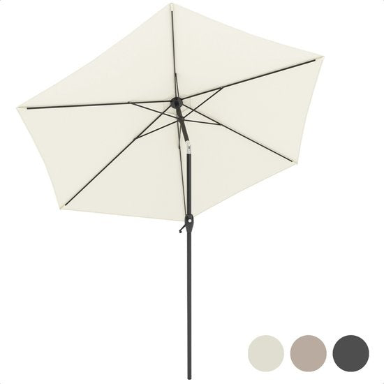 LifeGoods Parasol - Ø270 cm - 30° inclinable - imperméable - avec housse - Crème