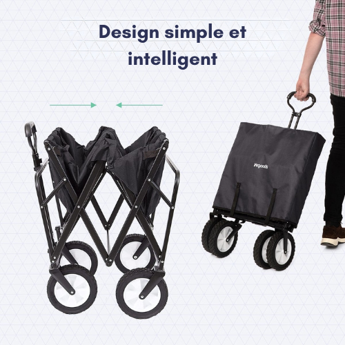 Chariot pliable à roulettes - LifeGoods  - 84 x25x45 cm - MAX 70kg - noir