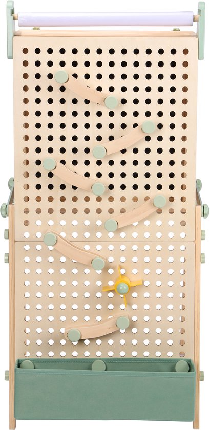 Sunny Mika Activités – Petit âne en bois pour enfants – Âne ludique avec tableau blanc, tableau à craie, tableau magnétique et tableau à picots – Comprend un rouleau de papier, des aimants, des craies, une gomme, des accessoires pour le tableau à picots e