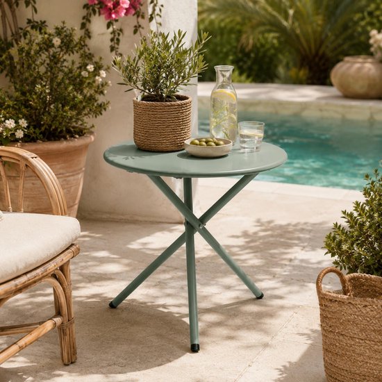 Table d'appoint Ambiance Tuin - noire - métal - diamètre 48 cm - hauteur 48 cm - ronde - table basse