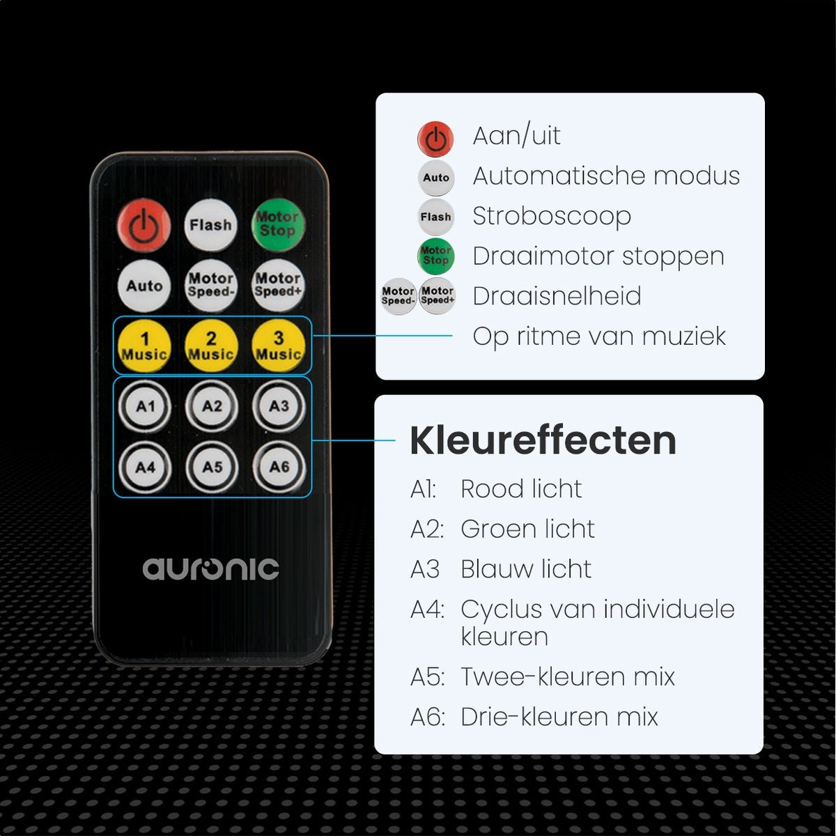 Auronic Lampe à disque rotative - Boule à disque - LED - Télécommande et contrôle musical - Enfants/Adultes