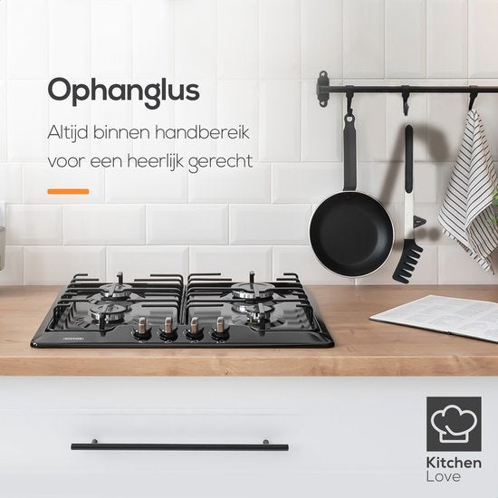 KitchenLove Pince à viande - Pince de cuisine - Lot de 3 - Pince à spaghetti - Pince à barbecue - Silicone - Noir