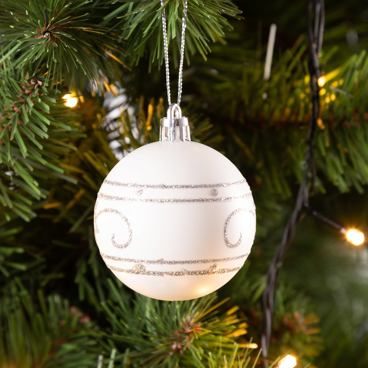 Boules de Noël Deubois - Lumières de Noël - Décoration de Noël - Lot de 24 boules blanches