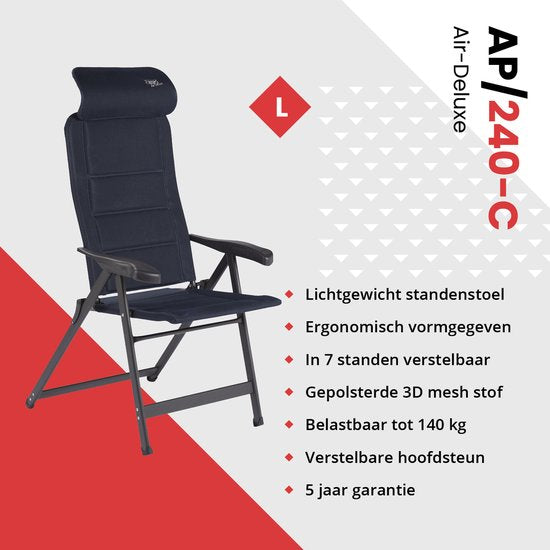 Crespo - Chaise de plage - L - AP/240 - Air-Deluxe - Compact - Bleu