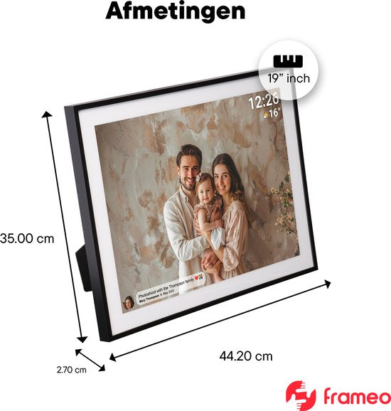 Cadre photo numérique Denver 19 pouces - HD - Frameo App - Cadre photo - WiFi - 32GB - IPS Touchscreen - PFF1970