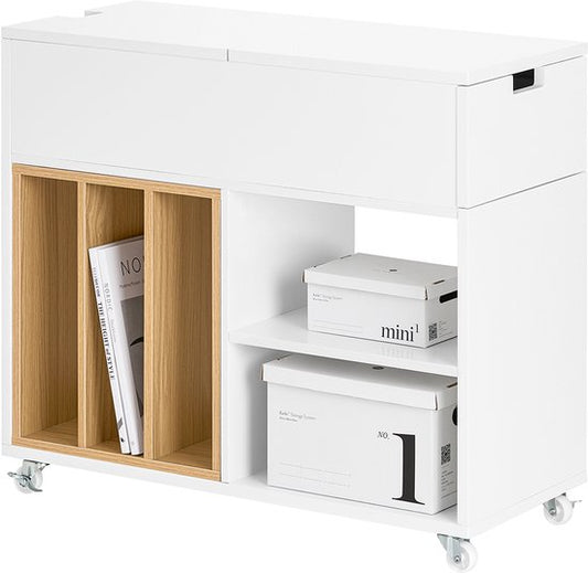 SoBuy FBT134-W Armoire à imprimante - Armoire de rangement de bureau blanche avec 4 roulettes
