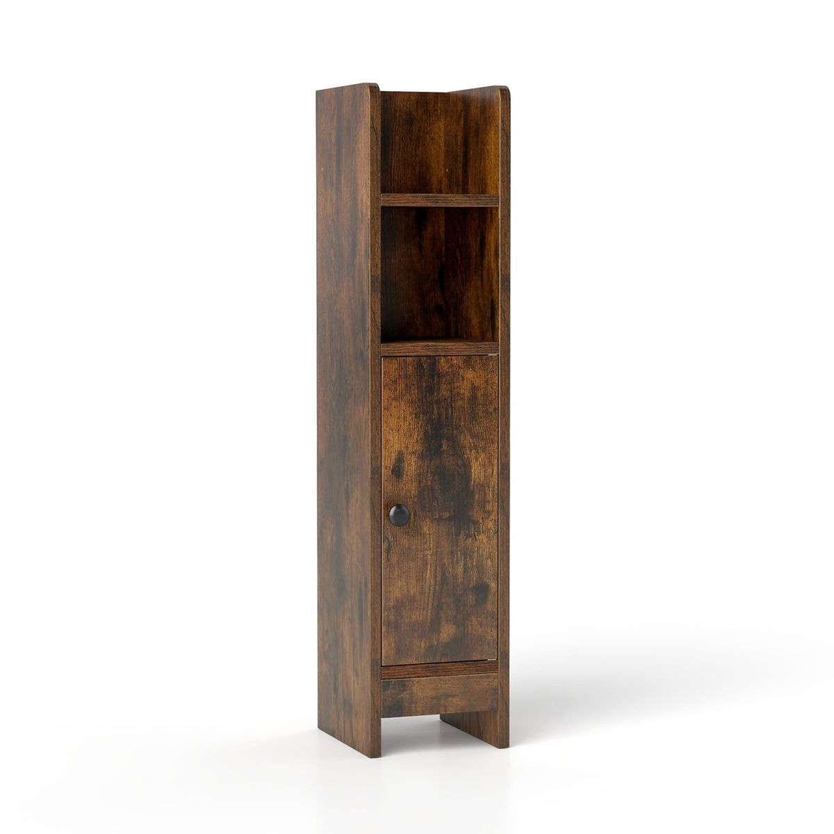 Meuble de salle de bains Coast - modèle étroit - 2 étagères ouvertes et une étagère réglable - brun rustique 20 x 18 x 80 cm