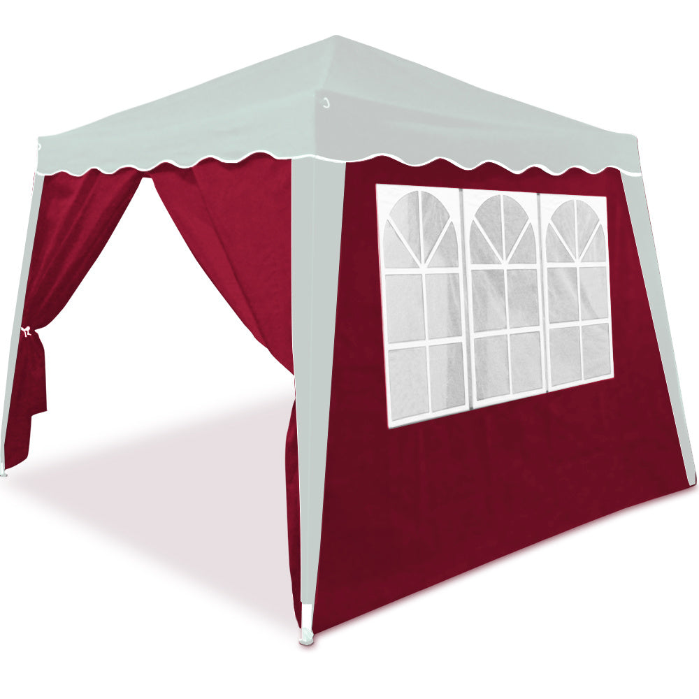 2x Zijgevel Vouwpaviljoen - Capri rood - 3x3m