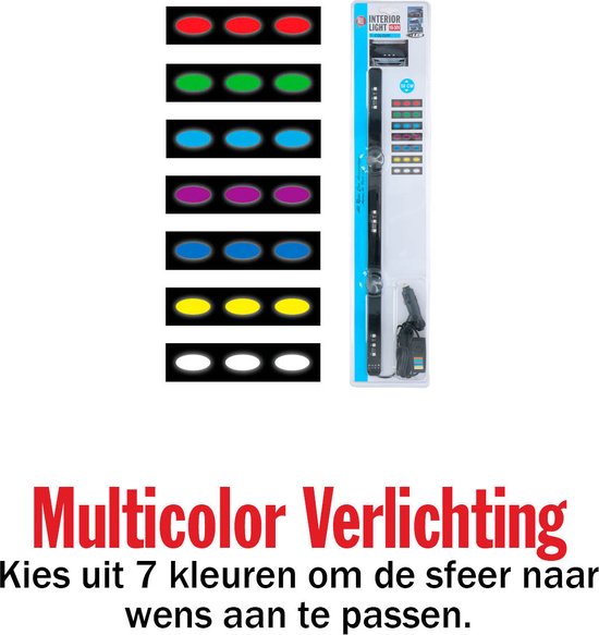 All Ride Auto Interior Lighting 12V/24V - Bande LED voiture et camion - Eclairage d'ambiance en 7 couleurs - Accessoires voiture - 70cm