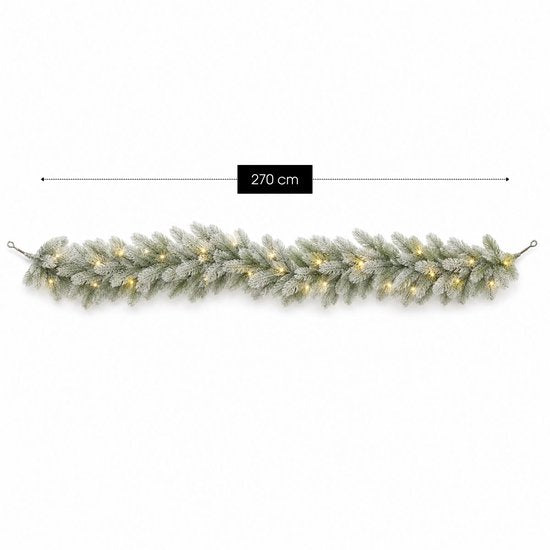 Black Box Trees Décorations de Noël Nagoya - Guirlande avec 40 ampoules LED blanc chaud et fonction minuterie - Guirlandes de Noël pour cheminée, escalier ou montant de porte - Vert givré - L 270 x Ø 20 cm