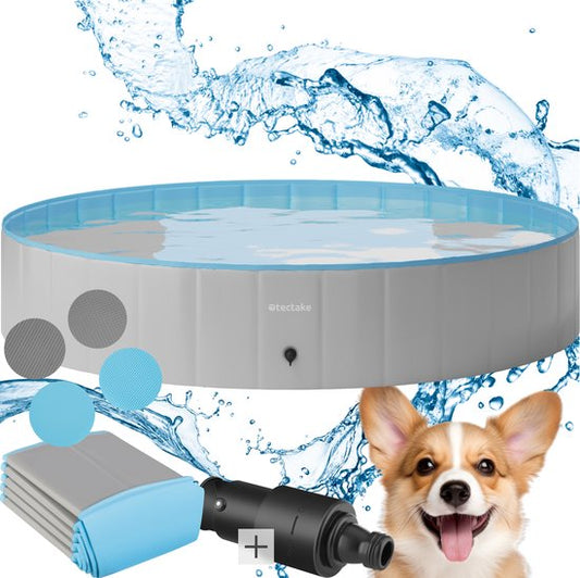 tectake® Dog Pool - Piscine pour chiens - Piscine à balles - Pliable - ⌀160 cm - Très robuste - Facile à remplir et à vider