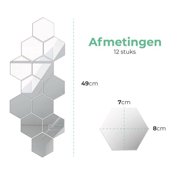 Soft&Silky 12 pièces de miroirs adhésifs - Forme hexagonale - 8x7x4cm