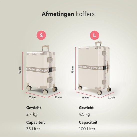 ONYX 3-Piece Suitcase Set - Hand Luggage and Check-in Case - 33L/65L/100 L - TSA Lock - Spinner Wheels - Lightweight Trolley - Aluminium Closure - Beige