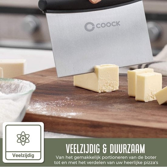 COOCK - Coupe-pâte ergonomique en acier inoxydable - Grattoir à pâte - Couteau à pizza - Coupe-légumes - Grattoir à gâteaux et à tartes
