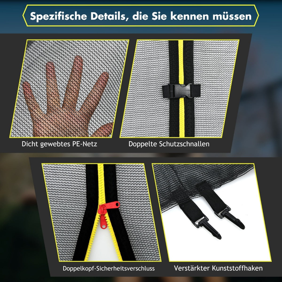 Coast Ø 427 cm filet de sécurité pour trampoline pour remplacer les trampolines de jardin à l'extérieur avec fermeture à glissière