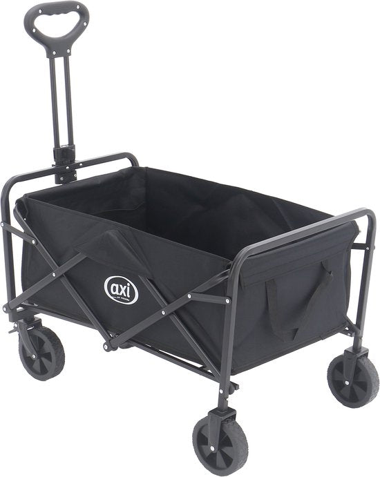 Chariot pliable AXI SB120 – Noir – Avec poignée de traction, freins et housse – Capacité de charge de 60 kg – Facile à transporter – Métal
