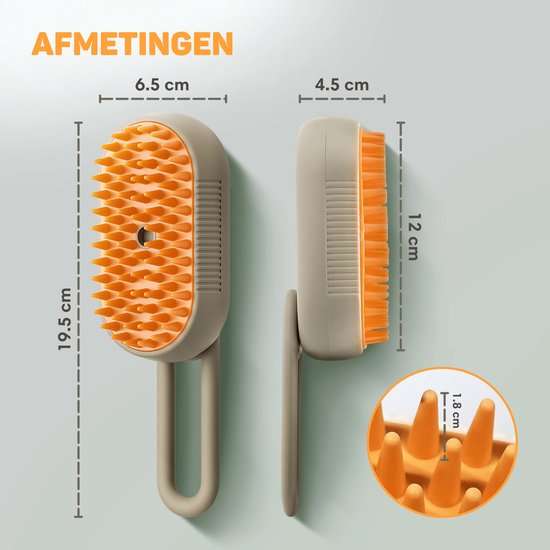 Vulpes Goods® Pets - Brosse à chat PRO - Brosse à vapeur douce et autonettoyante pour chats et chiens - Peigne à chat - Élimination des poils - Vaporisateur pour chats à poils courts et à poils longs - 2 peignes supplémentaires inclus