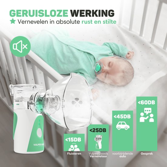 Vulpes Goods® HealthCare - Dispositif d'aérosol - Nébuliseur ultrasonique - Nébuliseur - Dispositif d'inhalation pour les enfants, les adultes et les bébés - Aide à lutter contre les maladies respiratoires - 3 buses et sac de voyage de luxe inclus