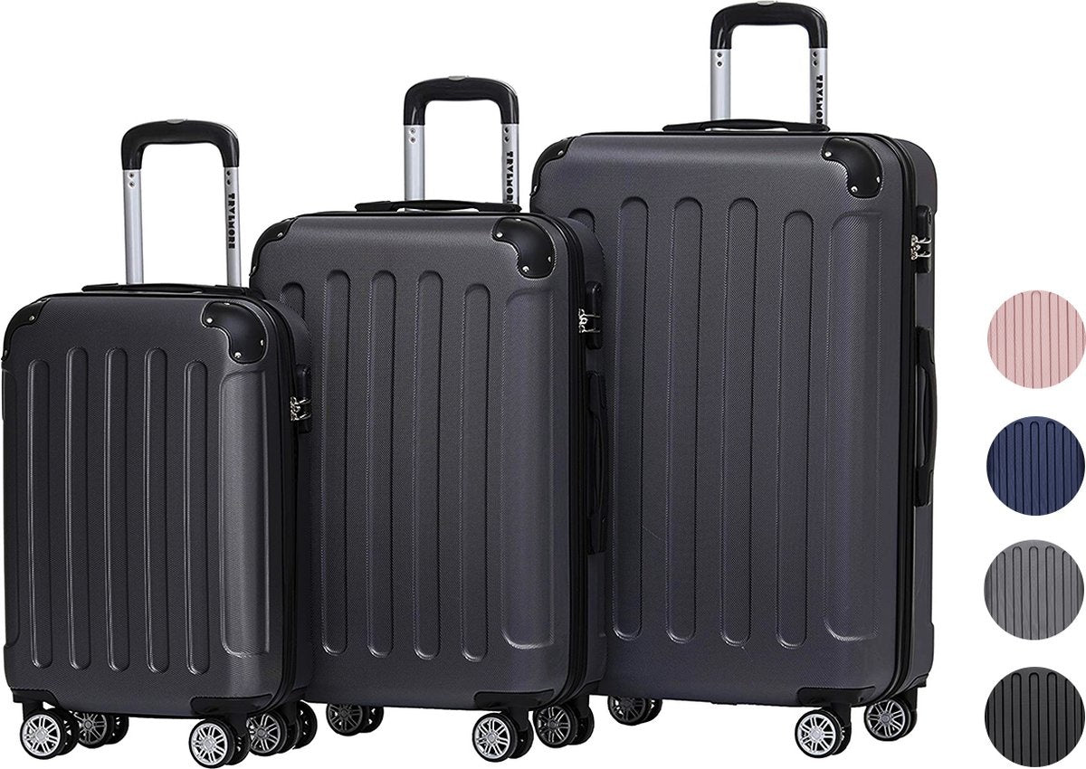 Set de valises TRVLMORE - 3 pièces - 38L + 70L + 110L - Noir