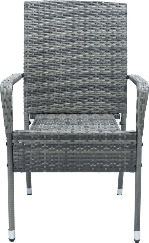 Chaises de jardin en polyrotan Yoro - 4 pièces - Gris - Empilables