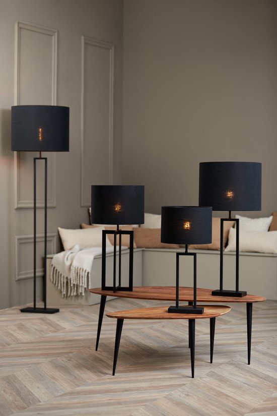 Light & Living Abat-jour cylindrique Livigno - Noir - Ø 40 x 30 cm - Moderne