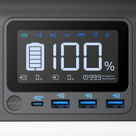 Alimentation portable Anker 535, générateur portable 512 Wh (PowerHouse 512 Wh), générateur d'extérieur de 500 W à 7 ports avec 2 sorties CA, une sortie USB-C PD de 60 W, une lampe LED pour le camping, les camping-cars, les situations d'urgence et bien pl