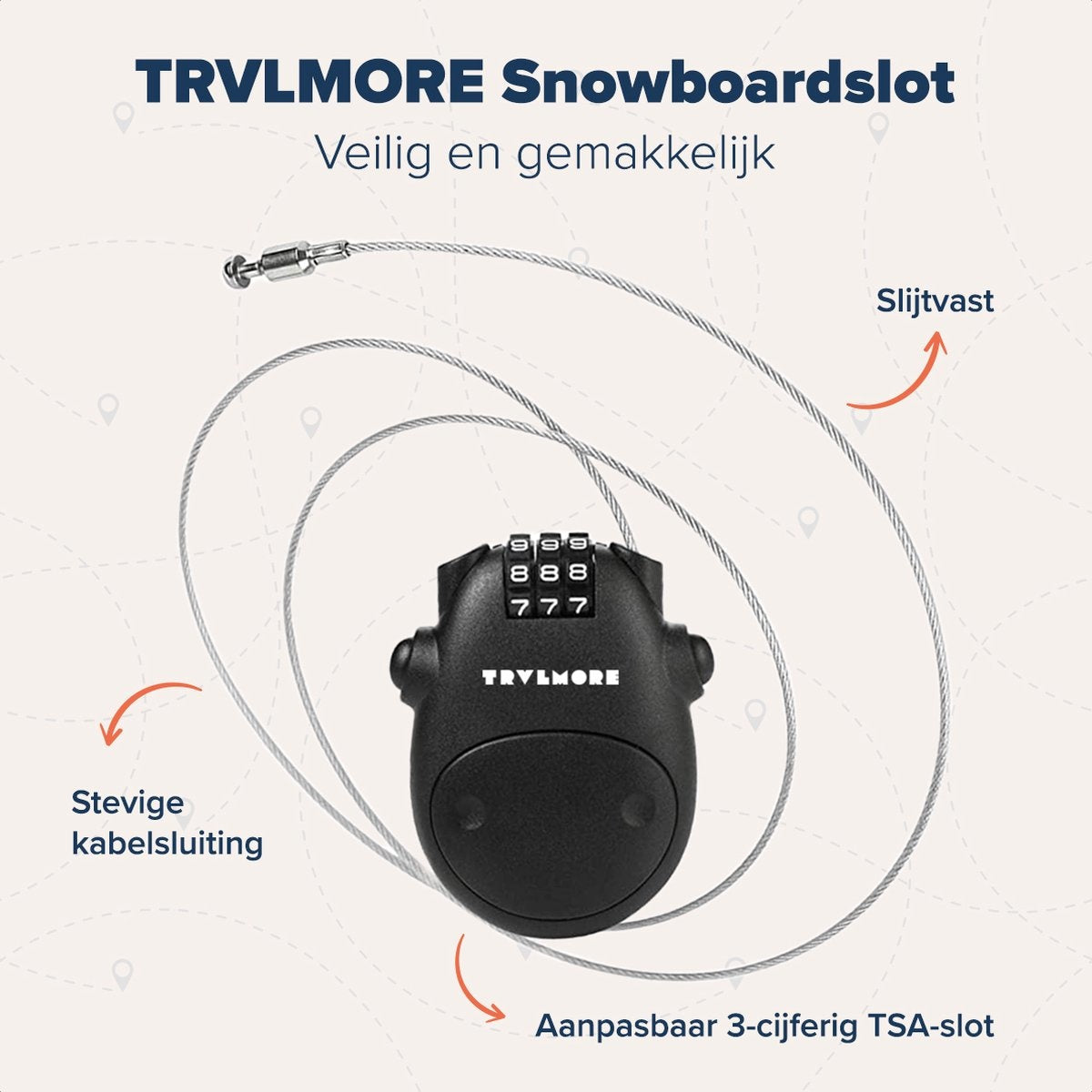 TRVLMORE Cadenas pour snowboard - Cadenas pour ski - Cadenas à chiffres - Acier