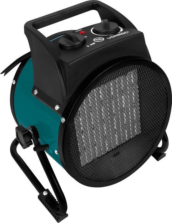 Chauffage électrique VONROC - 3000W - 3 réglages - élément en céramique - pour les pièces jusqu'à 30 m2 - vert/noir