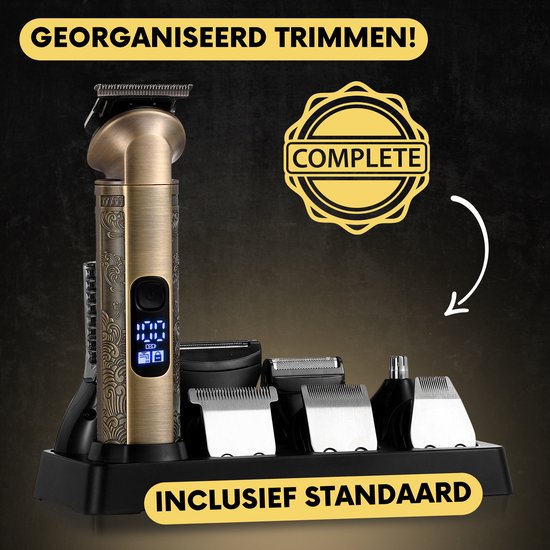 Tondeuse à barbe 8-en-1 pour hommes - Tondeuse pour barbe et corps - 8 accessoires inclus - Tondeuse pour hommes - Tondeuse pour hommes - Tondeuse à cheveux - Tondeuses - 0.5-15MM - Nez et oreilles - Tondeuse - Machine à barbe - Multigroomer