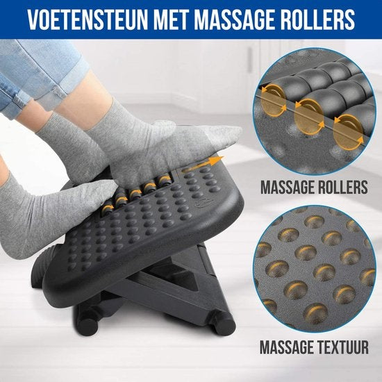 Strex Repose-pieds ergonomique avec rouleaux de massage - réglable - antidérapant - Support pour les pieds Bureau