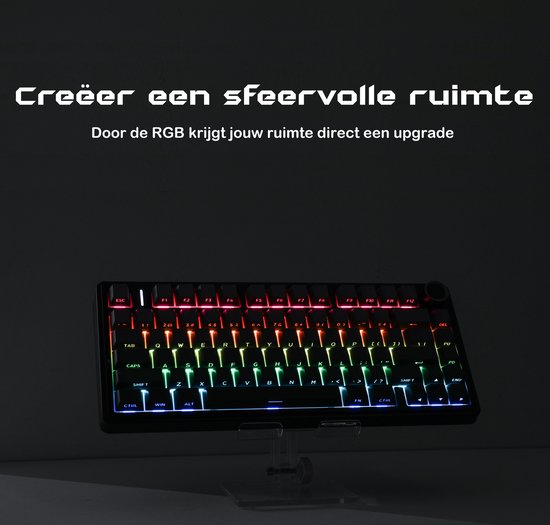 EPOMAKER x AULA F75 - Noir/Gris - Clavier mécanique sans fil - RGB - 75 % - QWERTY - Clavier gaming - Commutateurs Reaper