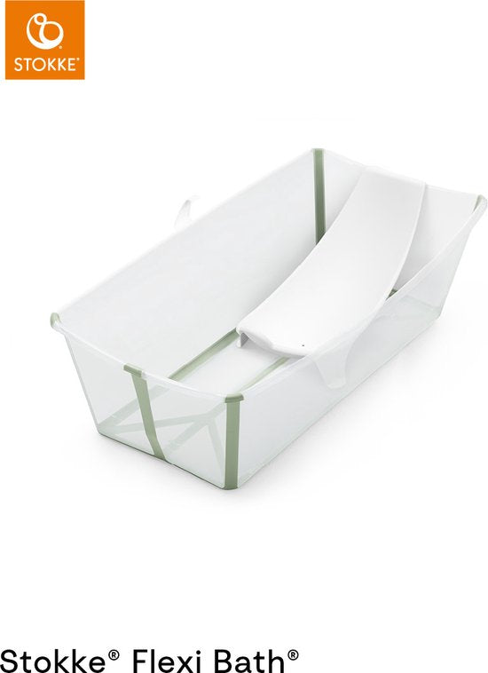 Ensemble Stokke® Flexi Bath® X-Large - Flexi Bath® XL + support pour nouveau-né - Vert transparent