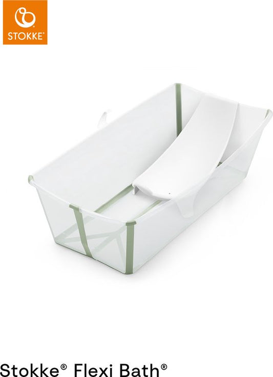 Ensemble Stokke® Flexi Bath® X-Large - Flexi Bath® XL + support pour nouveau-né - Vert transparent