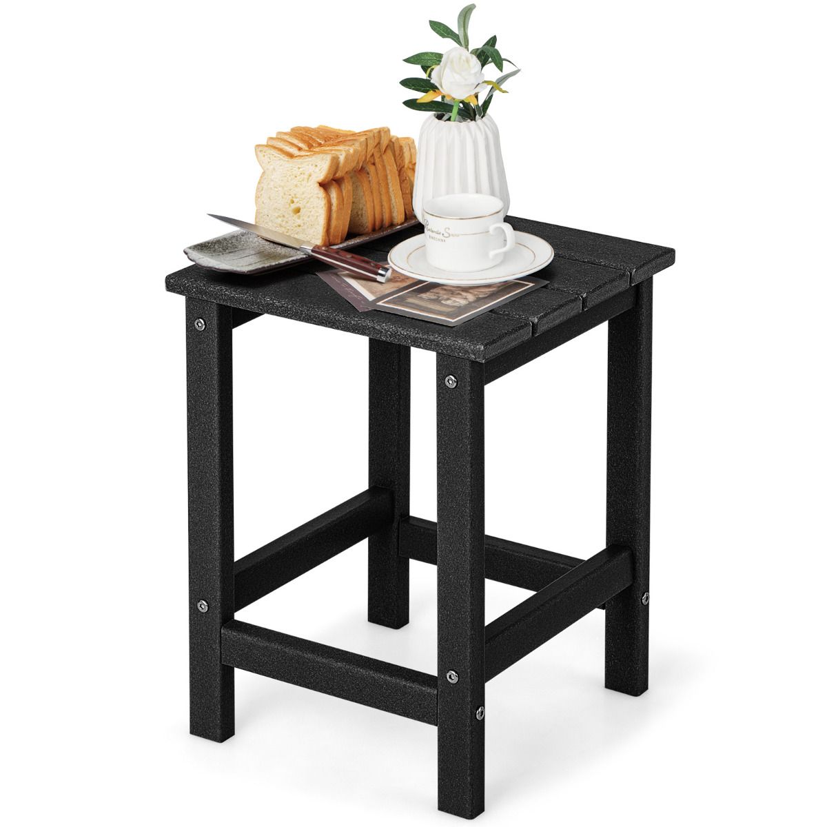 Table d'appoint Coast pour l'extérieur - Table de jardin compacte et table de balcon en plastique résistant aux UV - 35,5 x 35,5 x 46,5 cm - Noir