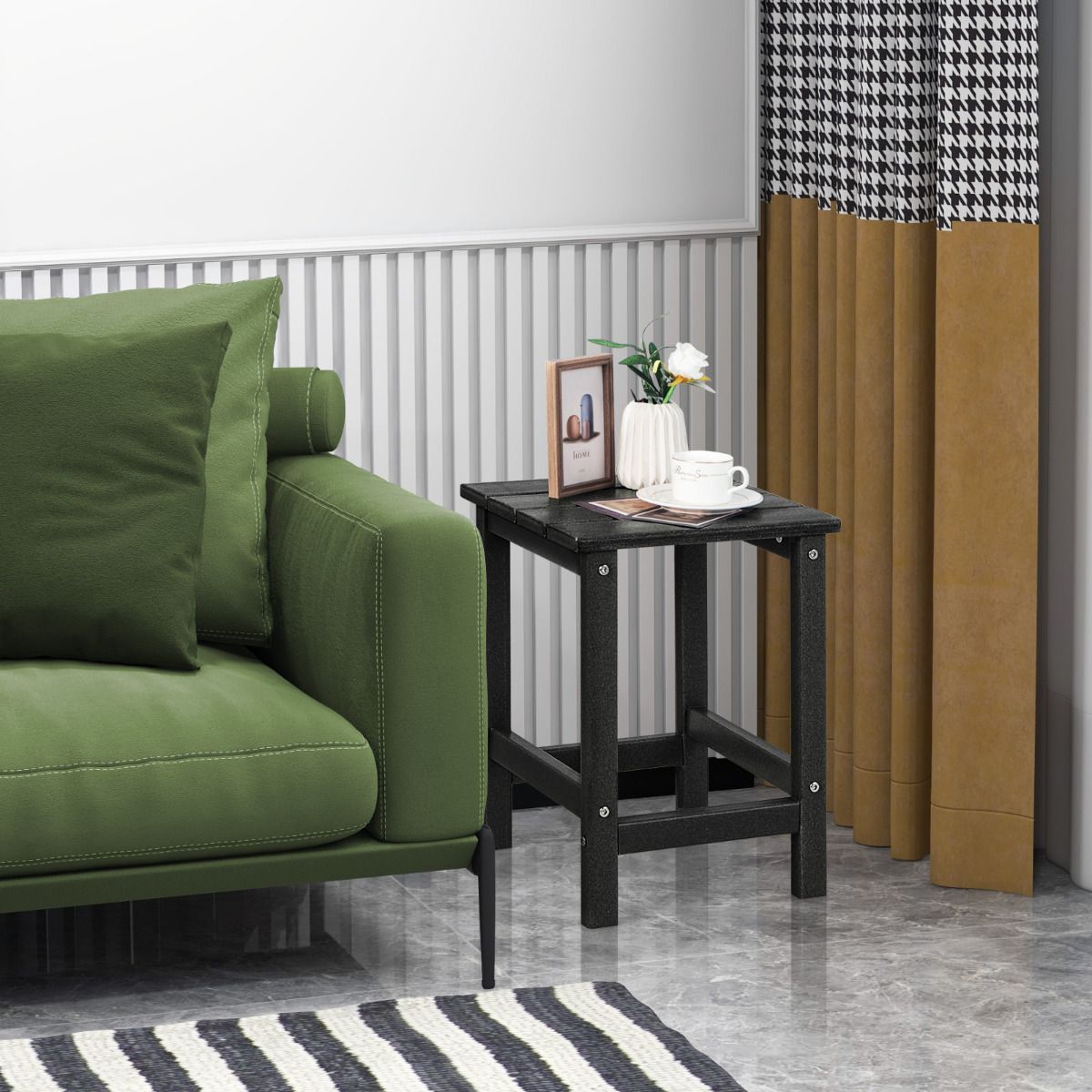 Table d'appoint Coast pour l'extérieur - Table de jardin compacte et table de balcon en plastique résistant aux UV - 35,5 x 35,5 x 46,5 cm - Noir