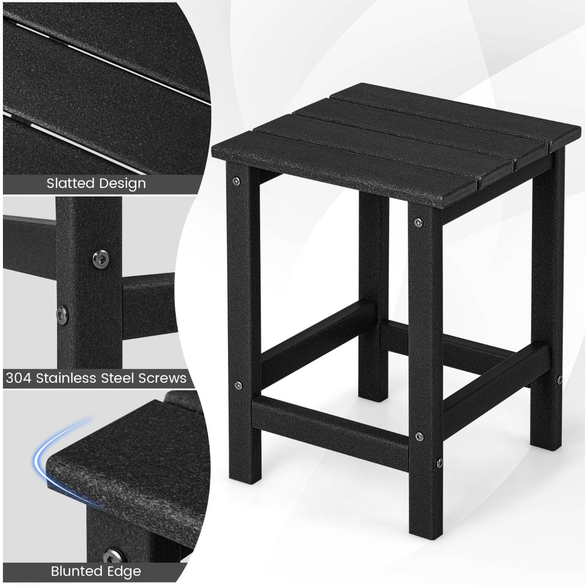 Table d'appoint Coast pour l'extérieur - Table de jardin compacte et table de balcon en plastique résistant aux UV - 35,5 x 35,5 x 46,5 cm - Noir