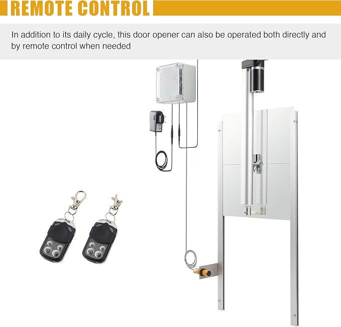 CO-Z Trappe automatique pour poules avec minuterie - Argent - 60 x 30 cm - Capteur infrarouge - Télécommande jusqu'à 40 m - IP44 - Aluminium