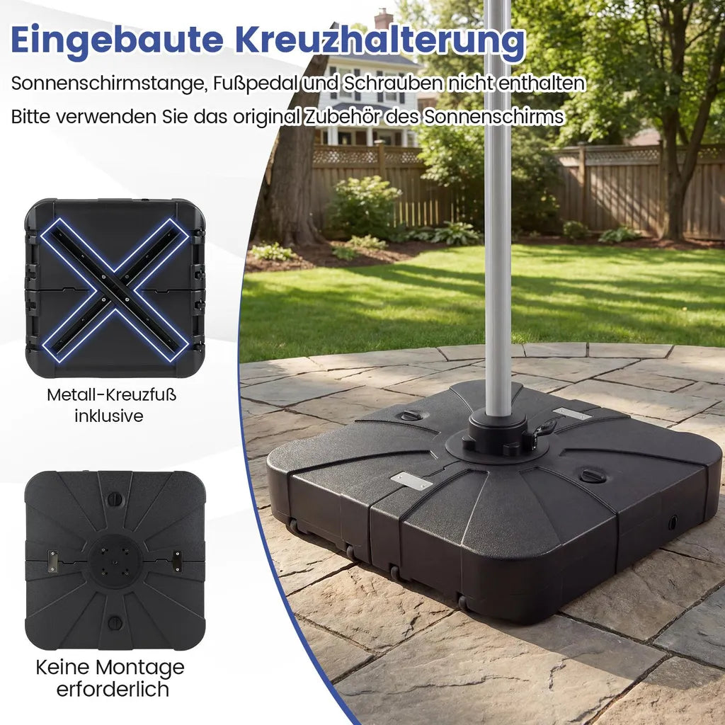 Coast Parasol Base with Wheels - Base de parasol flottant remplissable 84 x 84 x 20 cm - Noir