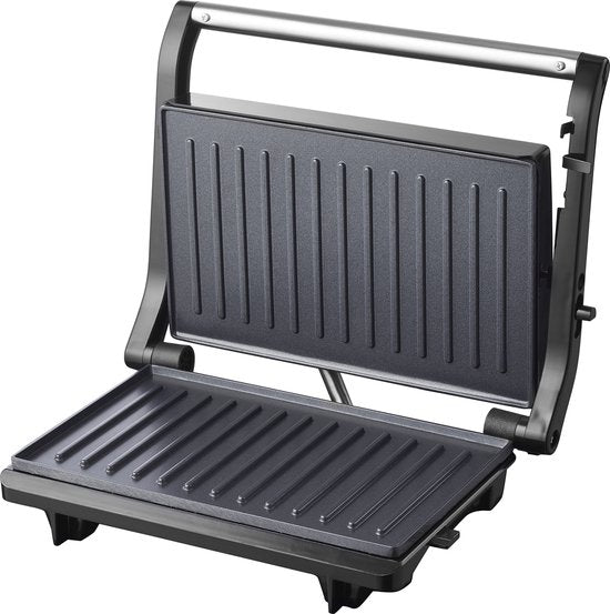 Tomado TGC2001S - Petit gril de contact - Grille-pain - Sans PFAS - Noir/ acier inoxydable - 750 watts