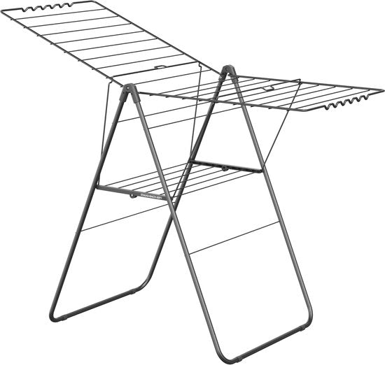 STAUS&BACH Étendoir à linge 20m - Robuste - Étendoir à linge pliable - vertical - Acier - Noir mat - Aeriq Compact